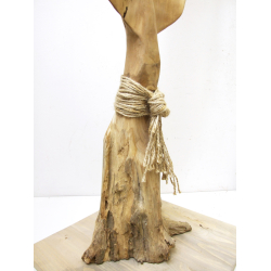 Rzeźba Dekoracja Liść stojący Drewno TEAK